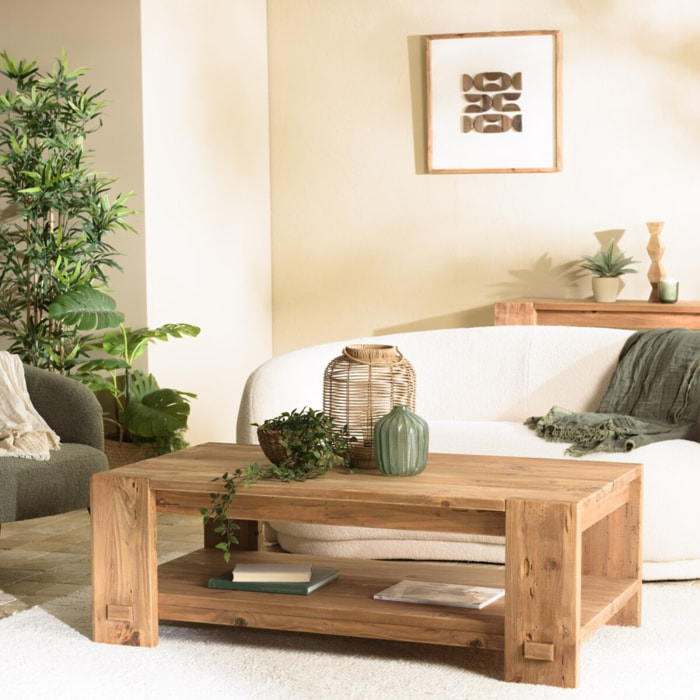 SANDY - Table basse rectangulaire 132x71cm bois Pin recyclé