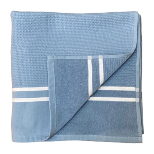 Fouta doublée éponge Waffle Gris bleu 90x170 355g/m²