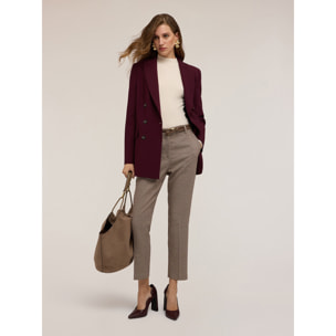 Motivi - Blazer cruzado de poliviscosa - Burgundy