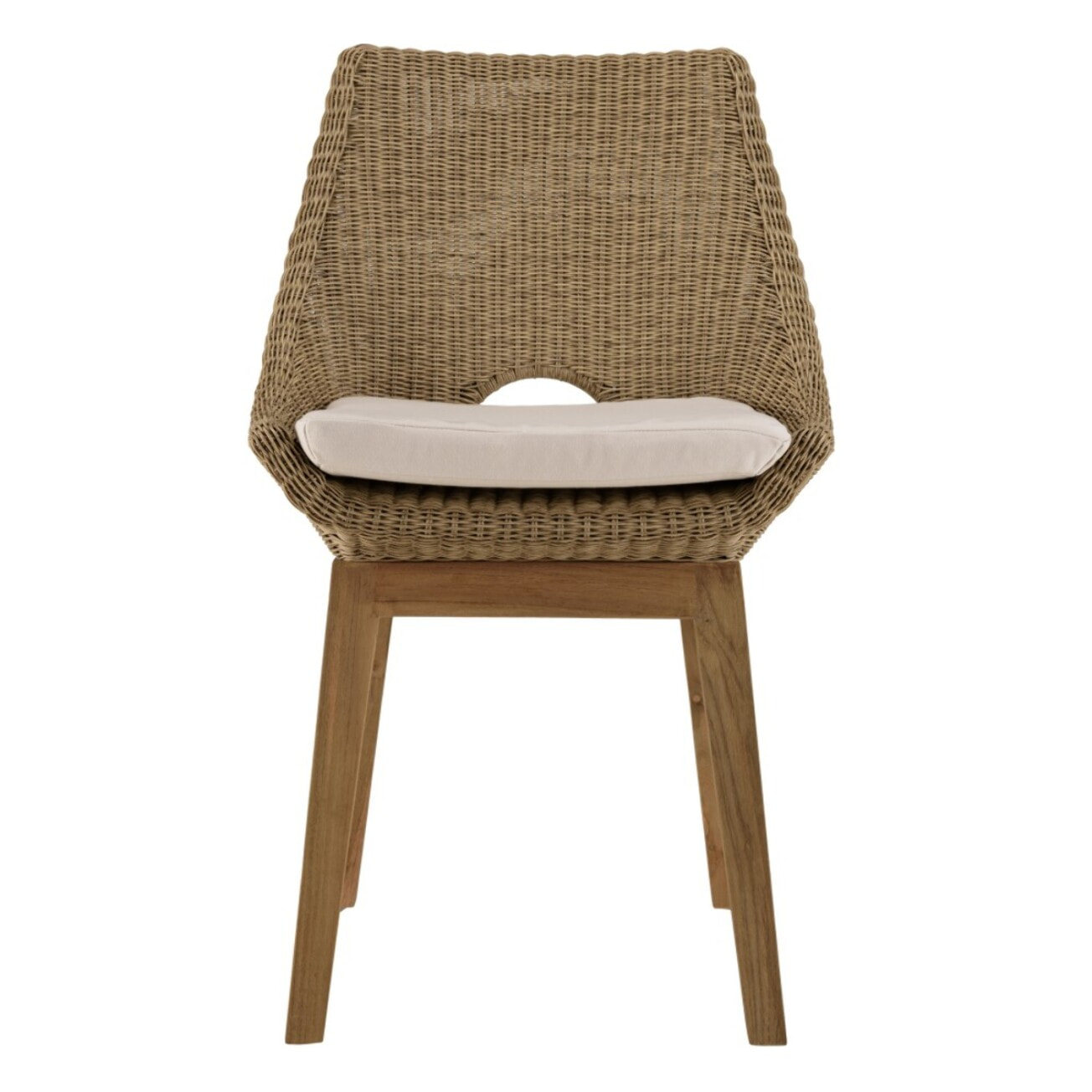 KALLY - Lot de 2 chaises jardin rotin synthétique et coussin, pieds droits