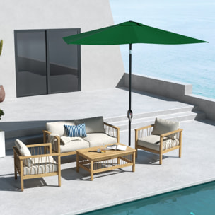 Sombrilla de Terraza Exterior 3x2 m Parasol de Terraza Exterior con Ángulo Ajustable Mástil de Aluminio y Protección UV 50+ Sombrilla para Jardín Patio Verde