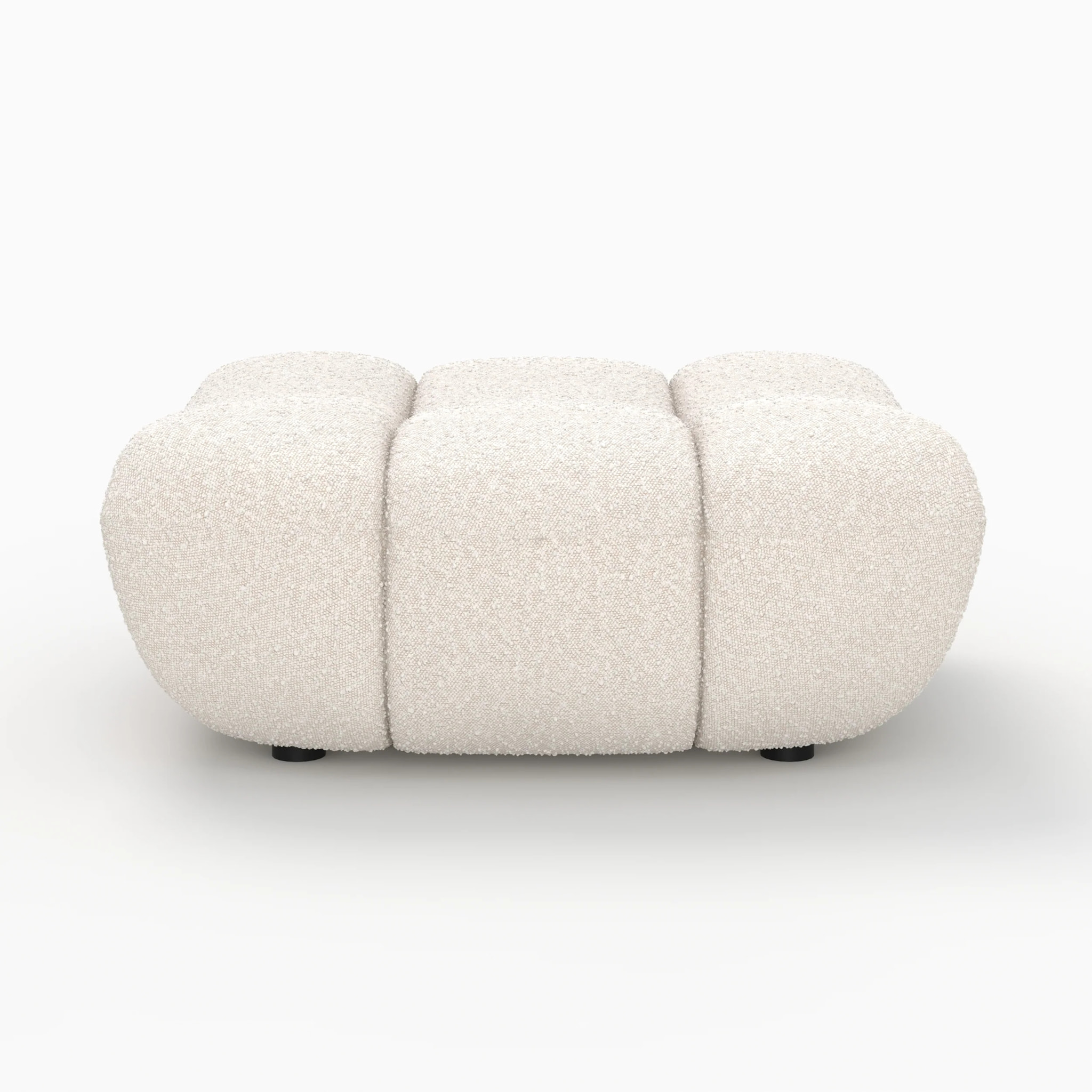 Pouf repose-pieds en tissu bouclé blanc - Teddy