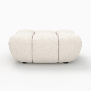Pouf repose-pieds en tissu bouclé blanc - Teddy