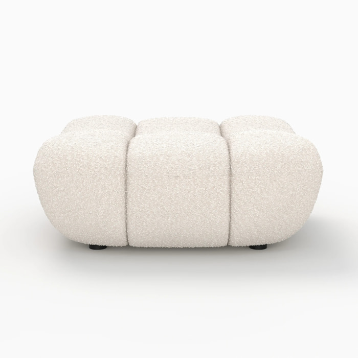 Pouf repose-pieds en tissu bouclé blanc - Teddy