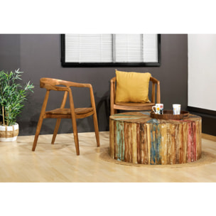 Chaise à accoudoirs en bois massif de teck exotique foncé - DAVAO