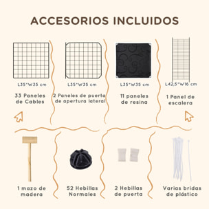 Jaula para Animales Pequeños Parque para Mascotas Forma Personalizable Valla Metálica para Cobayas Conejos Chinchillas 175x105x70 cm Negro