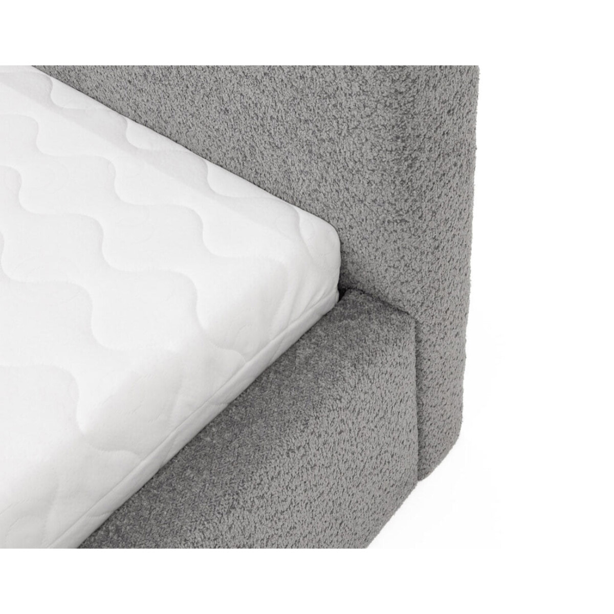 Orane - lit coffre - 140x200 cm - en tissu bouclette - Gris