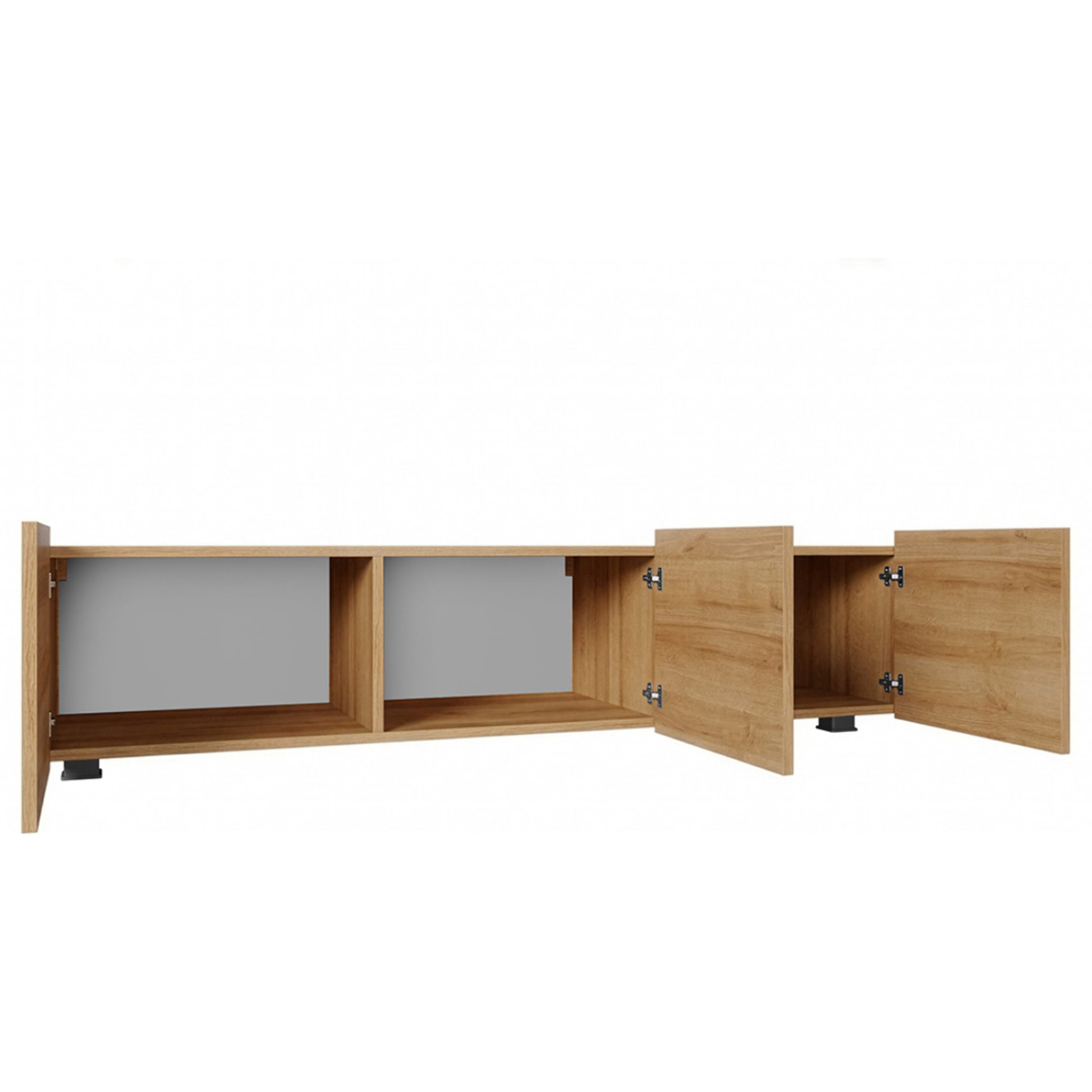 Alix - meuble tv modulable 150 cm - 3 portes - Effet chêne