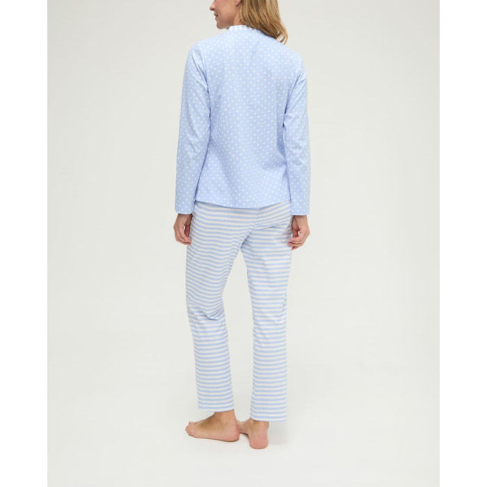 Pijama mujer de rayas y topos de pico