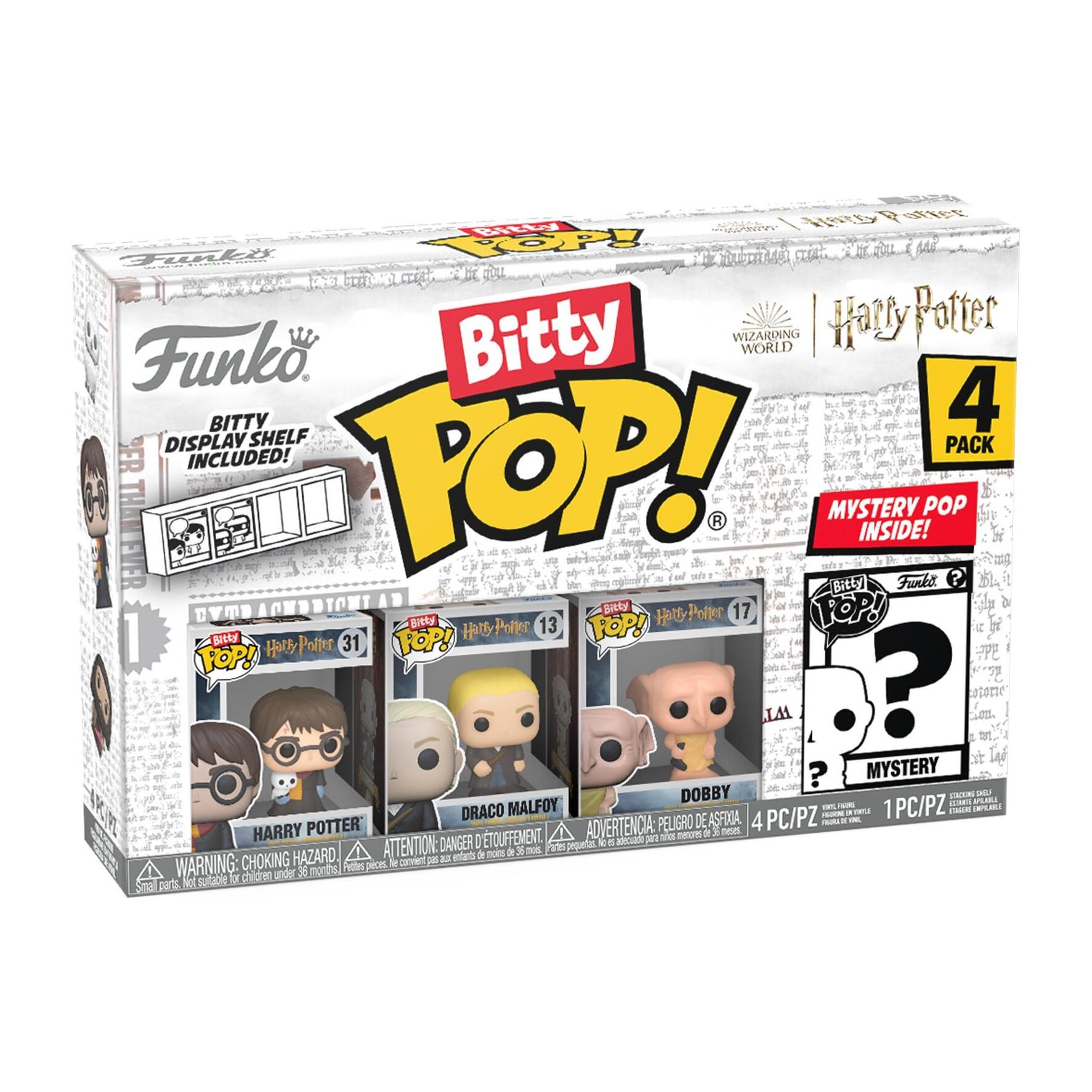 Bitty POP Harry Potter - Harry con Edvige Draco Malfoy e Dobby e Personaggio a sorpresa Funko