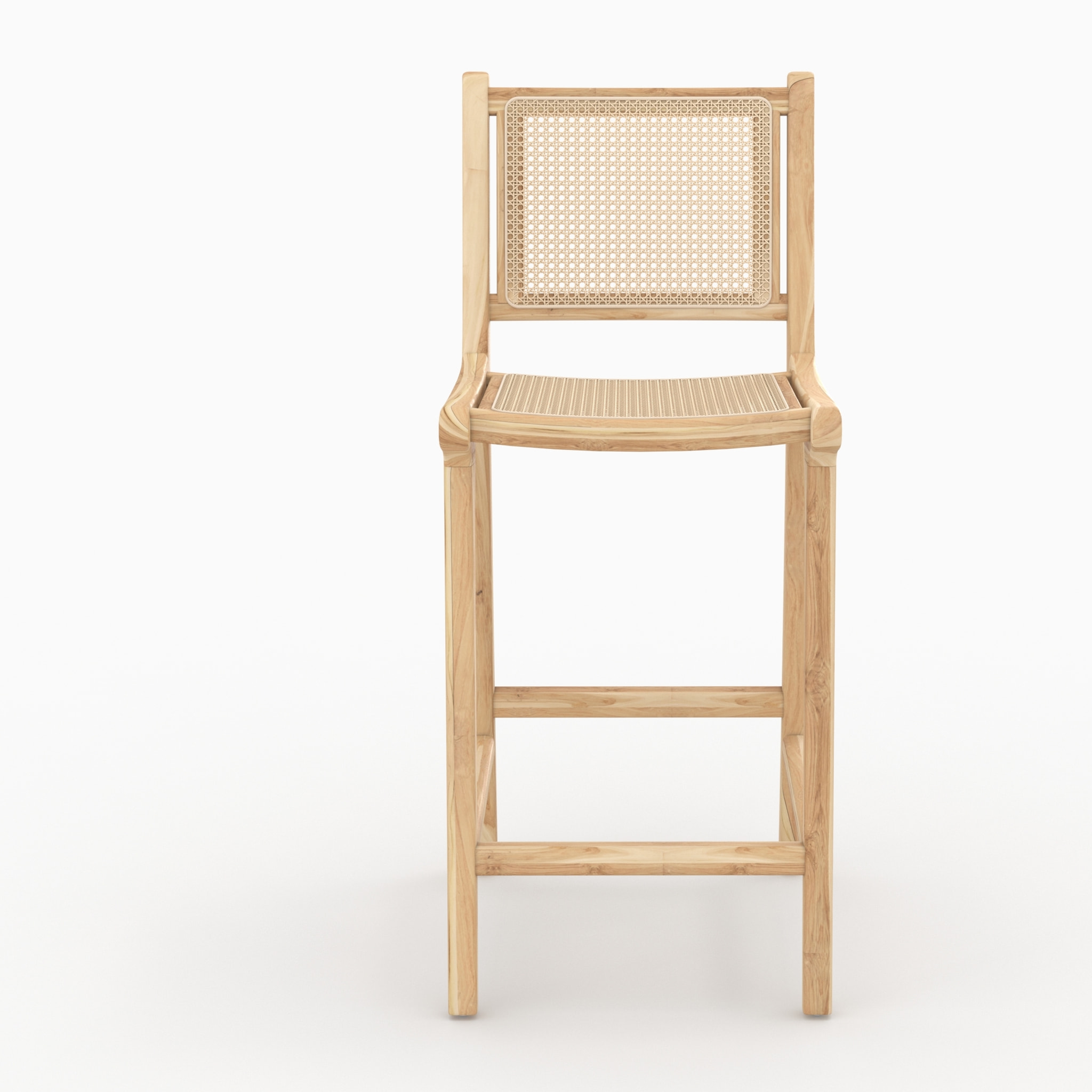Lot de 2 chaises pour îlot central en teck et cannage rotin 66,5 cm - Kyla