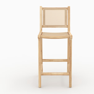 Lot de 2 chaises pour îlot central en teck et cannage rotin 66,5 cm - Kyla