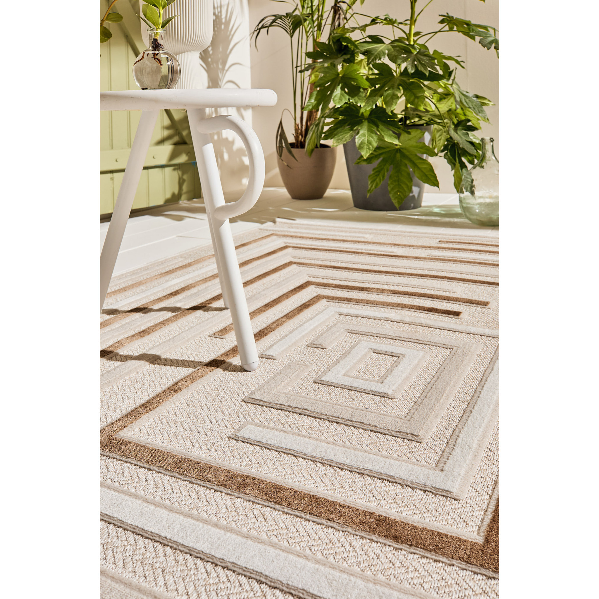 Tapis Loopin 334 beige 160x230 cm - Motif en relief - Indoor & Outdoor