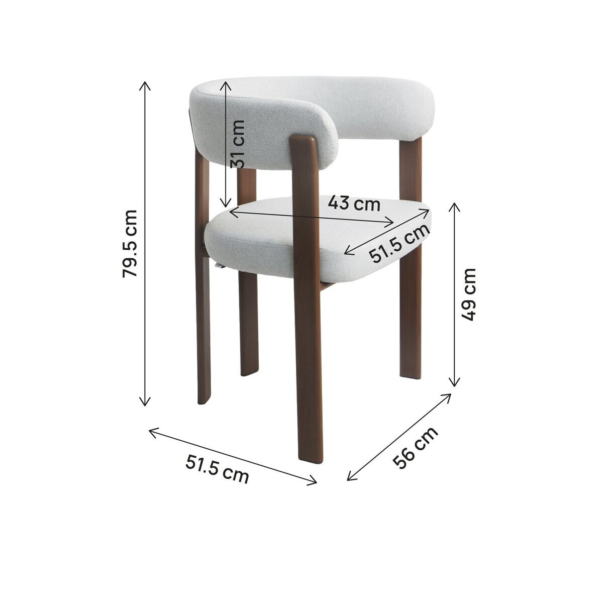 Lot de 2 chaises de salle à manger avec accoudoirs "Opale" - Gris clair