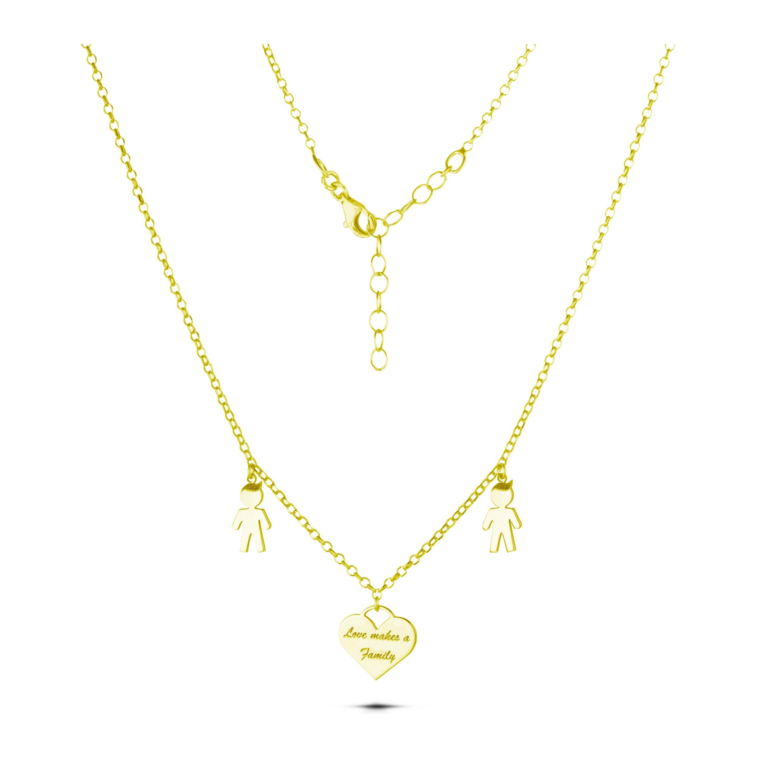 Collana Love Makes a Family Bimbo-Cuore-Bimbo con Pendente Argento Gold