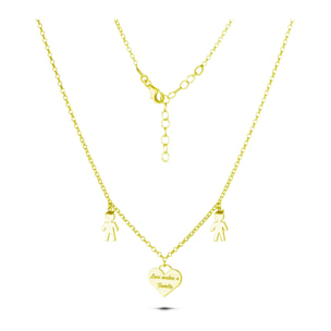 Collana Love Makes a Family Bimbo-Cuore-Bimbo con Pendente Argento Gold