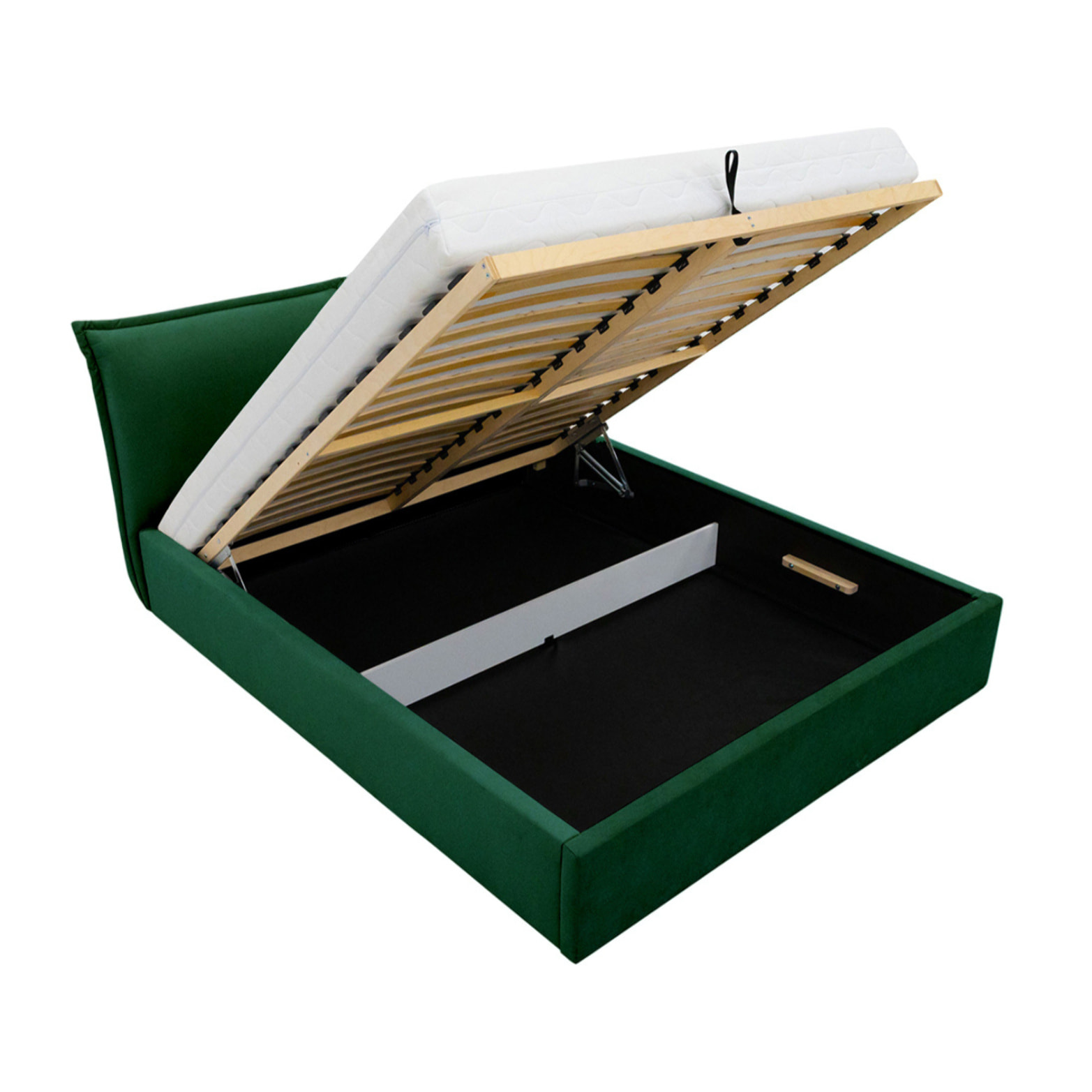 John - lit coffre - 160x200 cm - en velours - sommier inclus - Vert