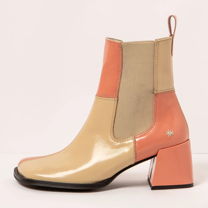 Botines 1707 NAPPA SHINNY CHAMPAGNE-FLAMINGO/ VERONA color Champagne-flamingo
