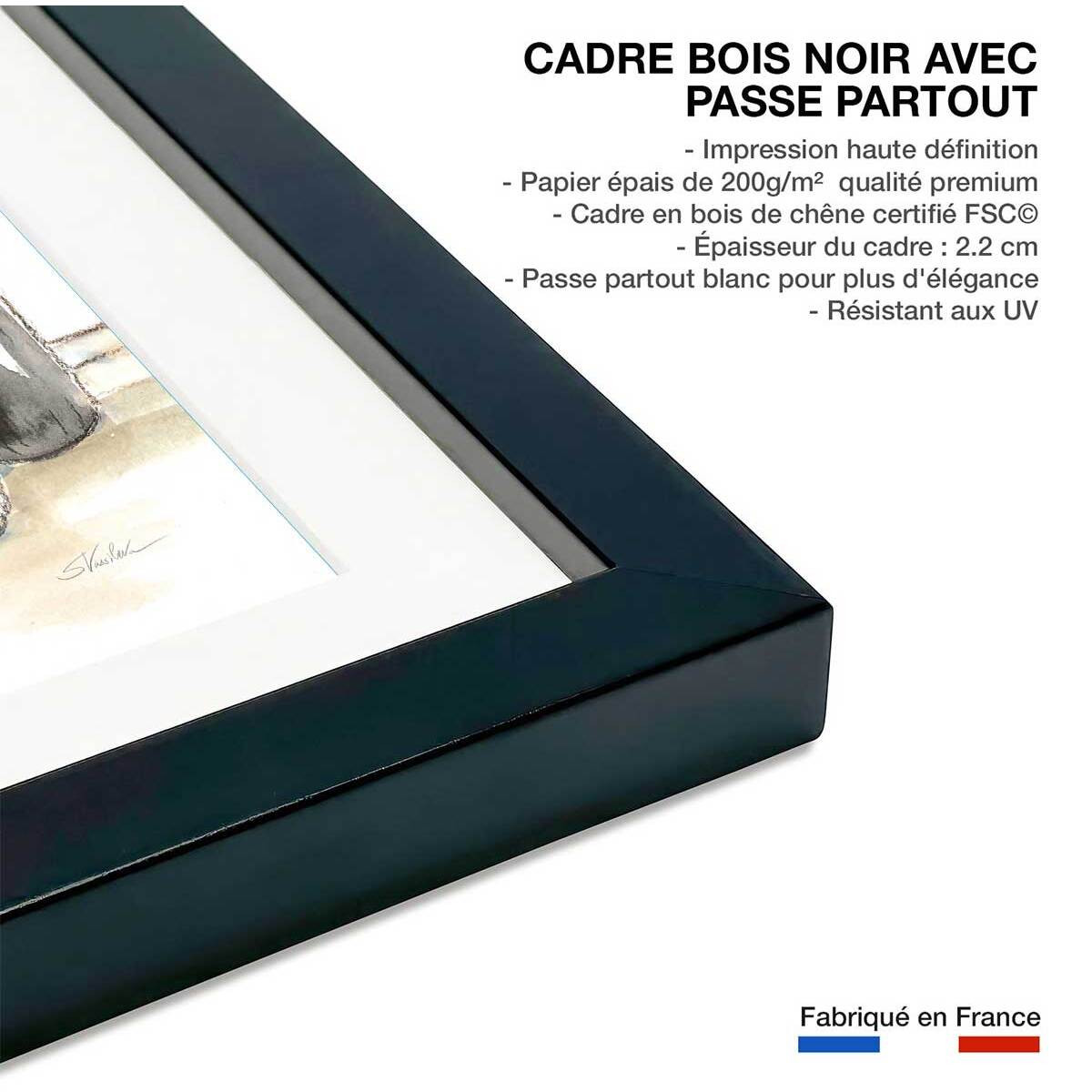 Affiche Baignoire de rêve vert Affiche + cadre en bois - Noir