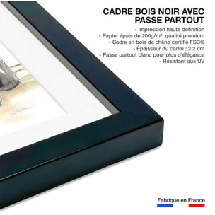 Affiche Baignoire de rêve vert Affiche + cadre en bois - Noir