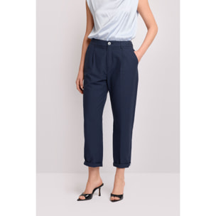 Kocca - Pantaloni con risvolto Donna, Tinta unita