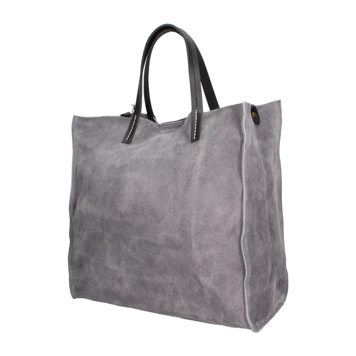Borsa a mano da donna Made in Italy - Modello Novara Lux - Pelle Scamosciata - 34.5 x 32.0 x 17.0 cm