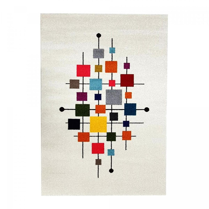 Tapis Mepi motif géométrique destructuré contemporain multicolore