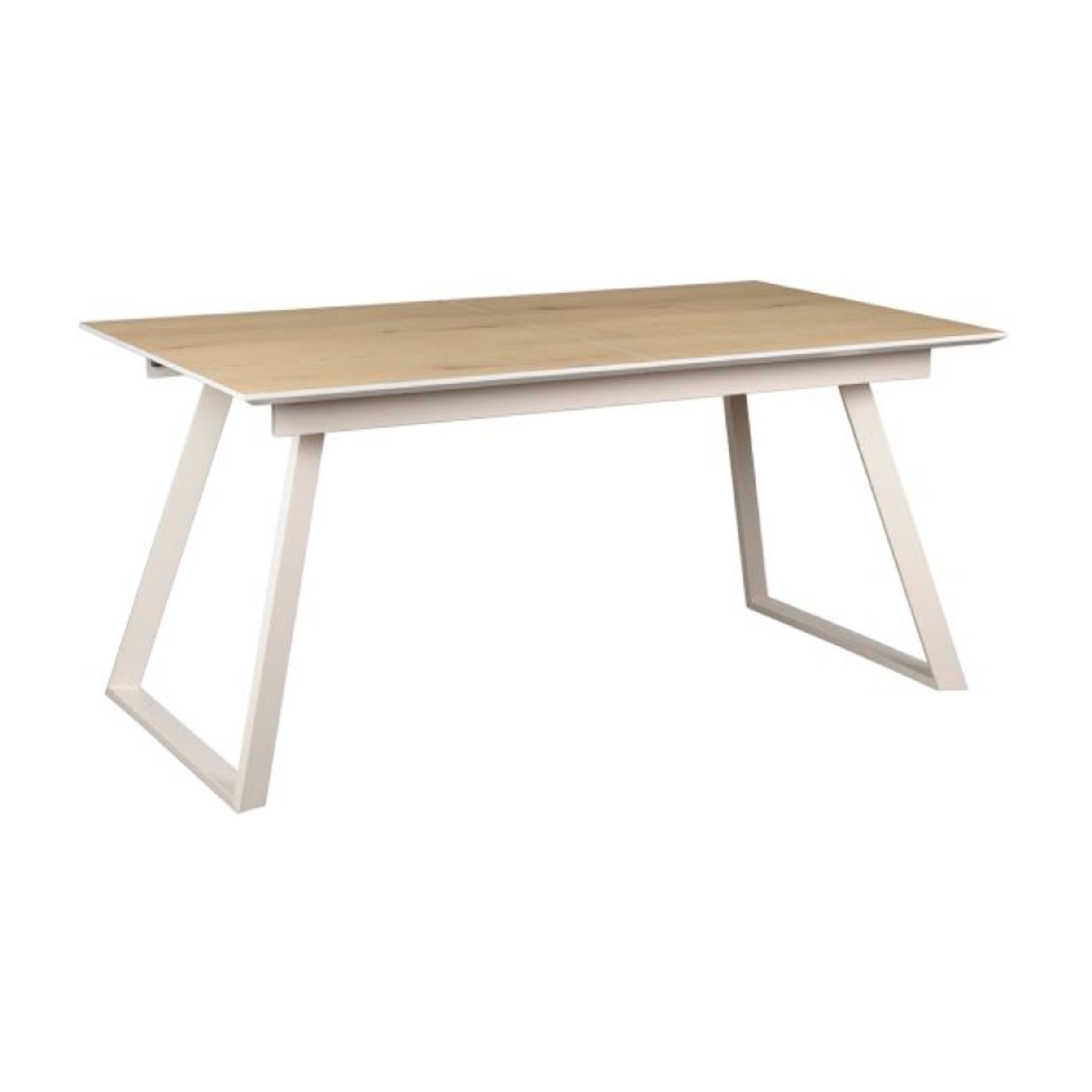 Table extensible L. 160/200 cm plateau placage en bois chêne - LOANA