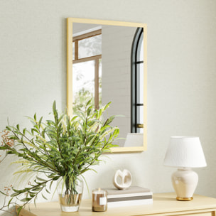 Miroir mural rectangulaire dim. 40L x 60H cm cadre effet bois naturel