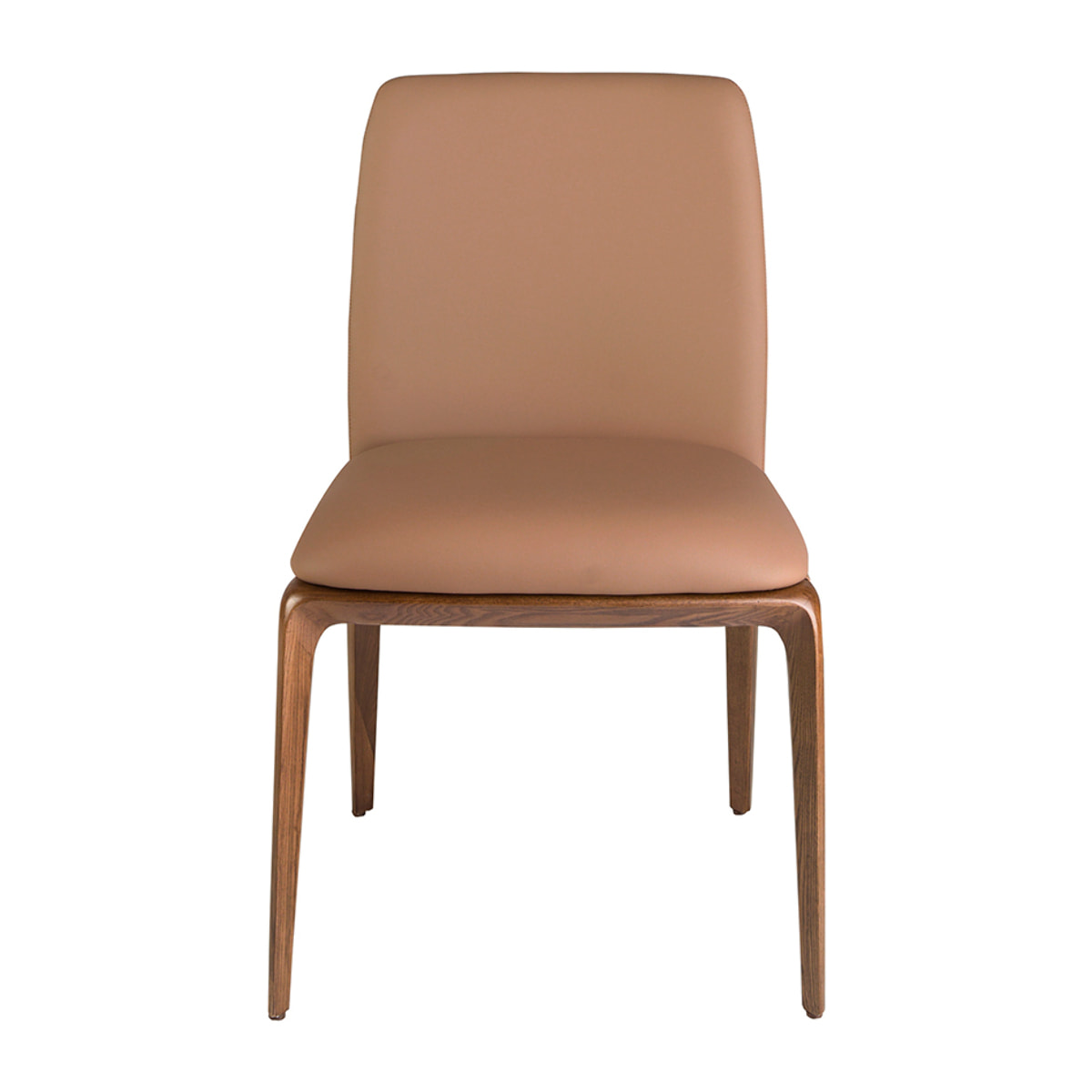 Silla Angel Cerdá tapizada en polipiel marrón con patas de madera en nogal 52x60x83cm