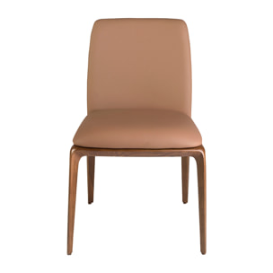 Silla Angel Cerdá tapizada en polipiel marrón con patas de madera en nogal 52x60x83cm