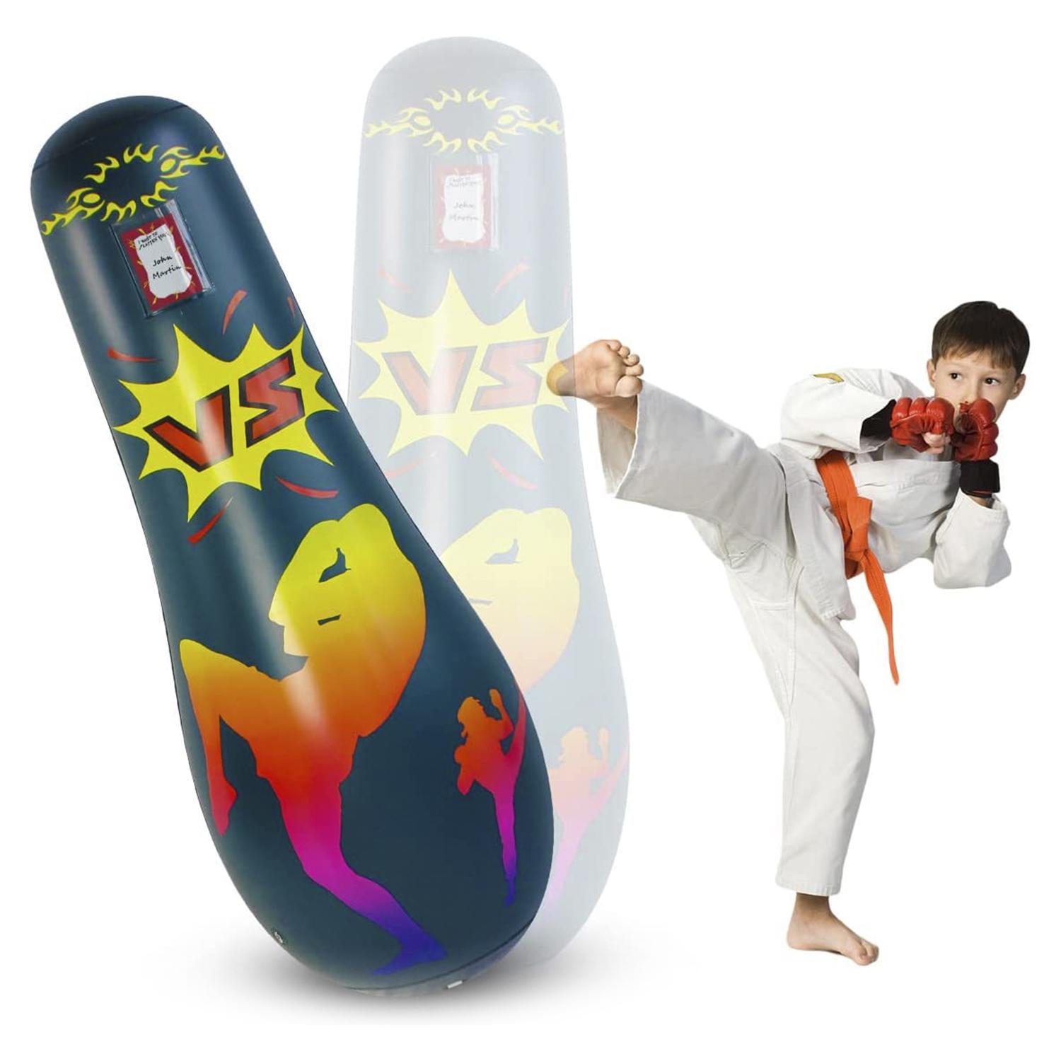 Punching ball gonfiabile, pratica karate, boxe, per adulti. 165 cm.