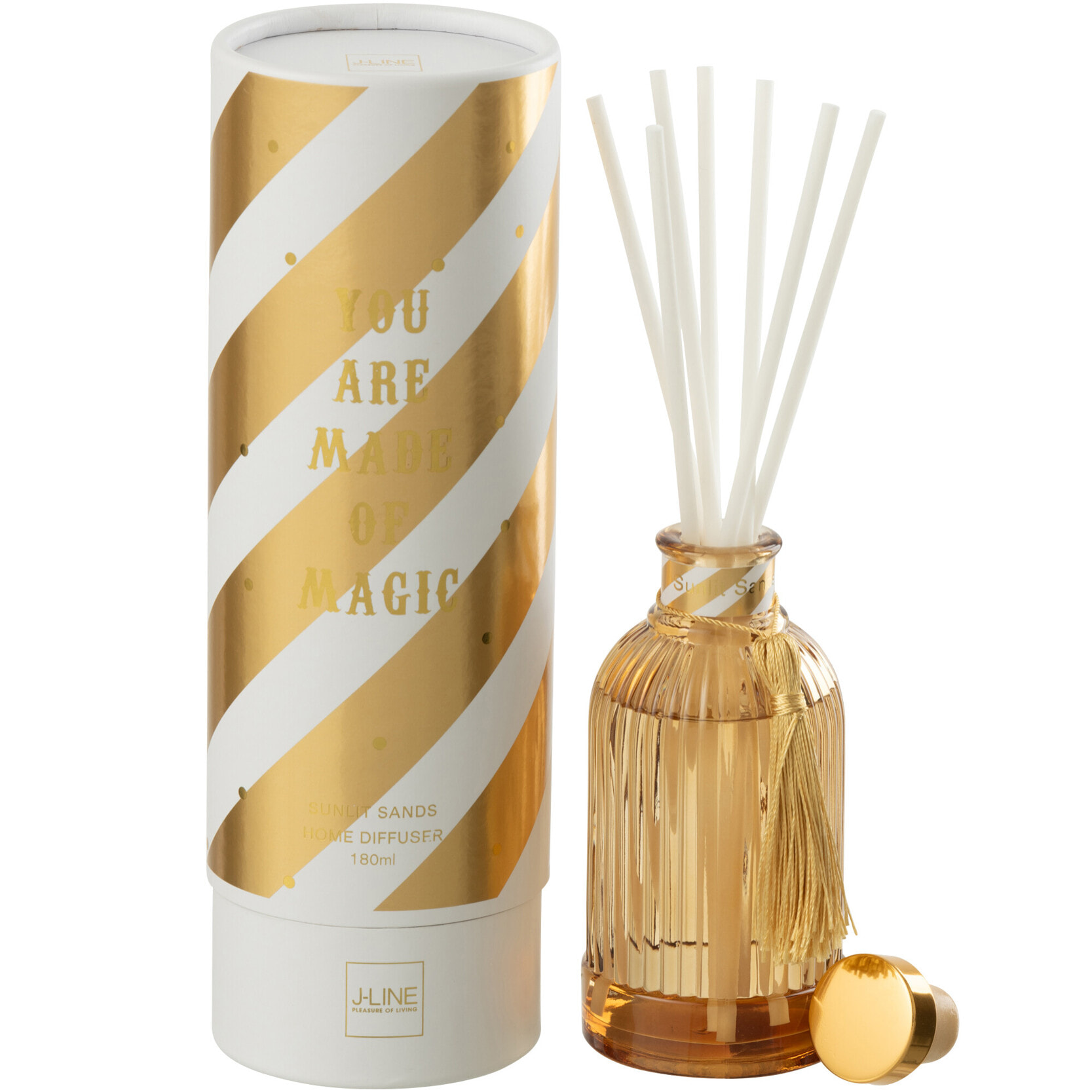 J-Line bâtonnets parfumés Magic - Sunlit Sands - verre - blanc/or - small