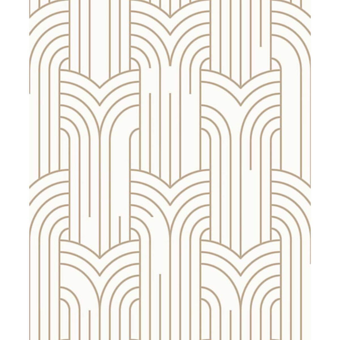 Papier peint géométrique Art Déco blanc et or
