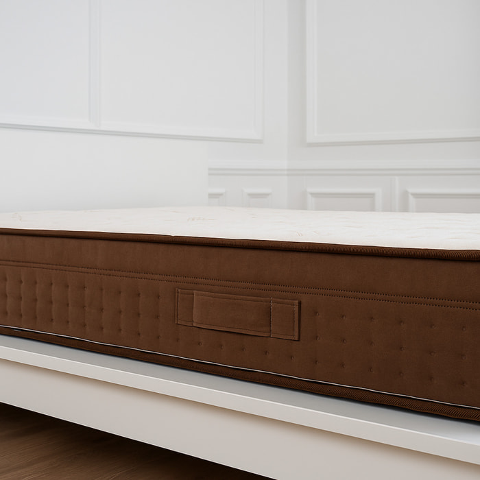 Materasso Ginflex Singolo 80x190 Memory Foam 2 Strati Fisso Altezza 25cm Tessuto Biocotton Con Fascia Perimetrale Di Velluto Marrone (Antiacaro - Anallergico - Antibatterico - Ergonomico)