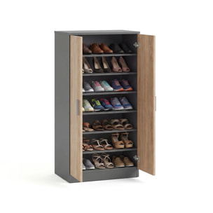 Zapatero de 2 puertas en gris grafito y roble canadian 55x108 cm Liam Gris Grafito - Roble Canadian
