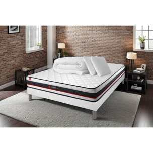 Pack sommier + matelas FORM + 2 oreillers mémoire de forme + Couette Percale