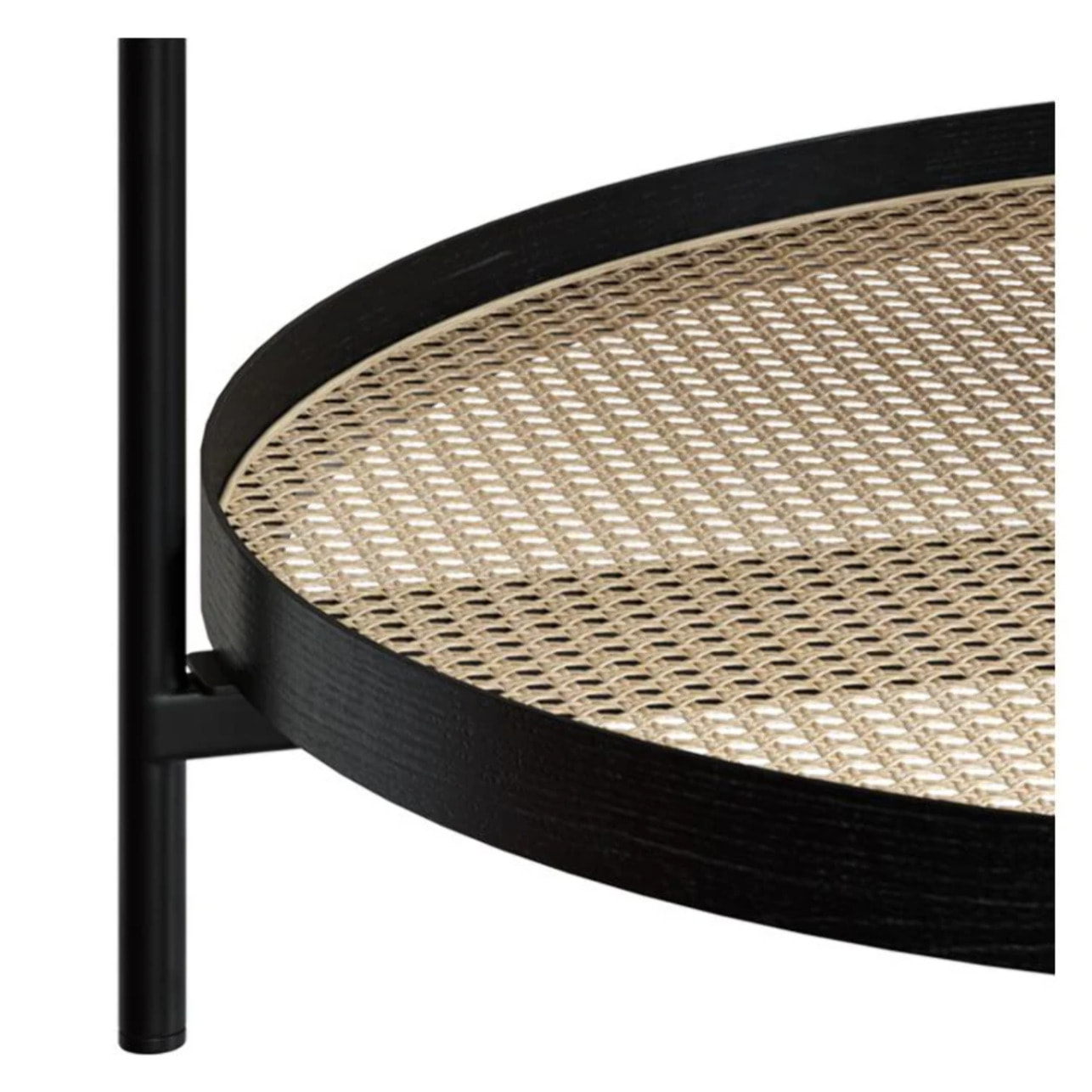 Table basse en cannage et bois de mindi noir D84 cm - Lukut