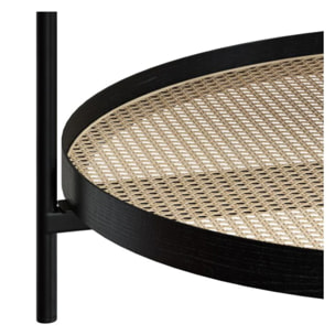 Table basse en cannage et bois de mindi noir D84 cm - Lukut