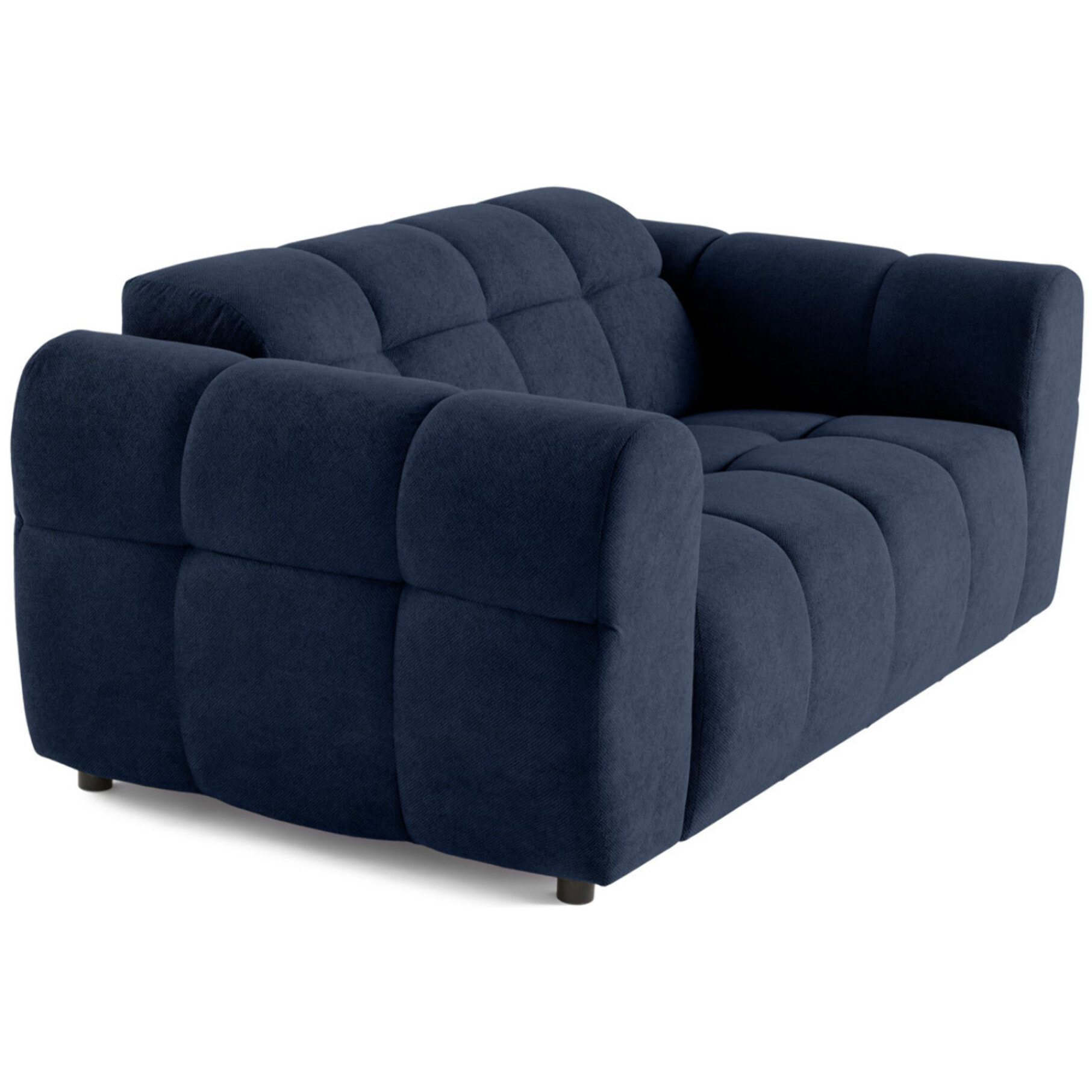 Ray - canapé droit 2 places en tissu texturé - Bleu