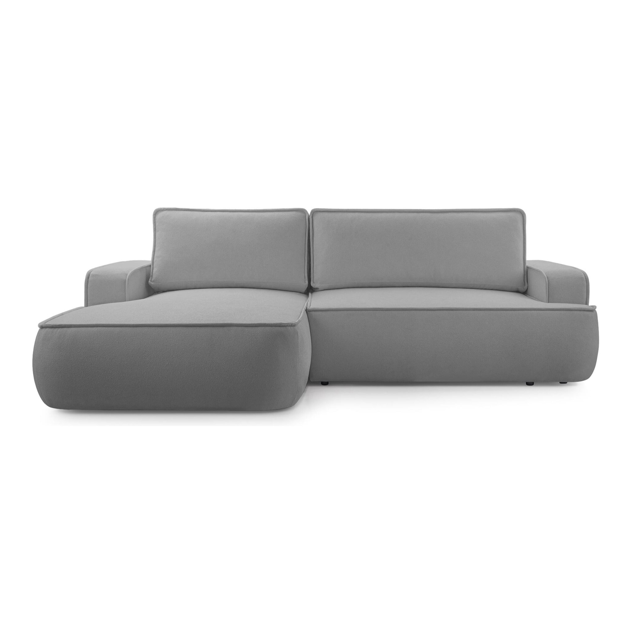 Nessino - canapé d'angle gauche 4 places - convertible avec coffre - en tissu texturé - Gris foncé