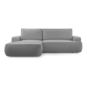 Nessino - canapé d'angle gauche 4 places - convertible avec coffre - en tissu texturé - Gris foncé