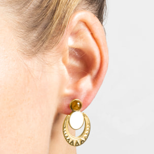 Pendientes con Madreperla Blanca acabado oro 18k
