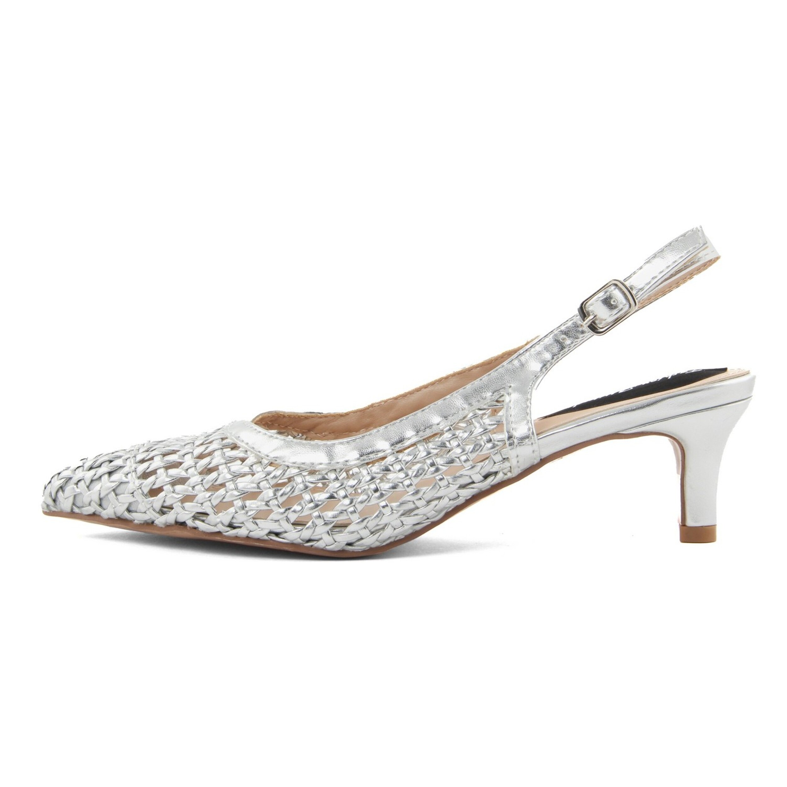 Slingback Donna colore Argentato-Altezza tacco:6cm