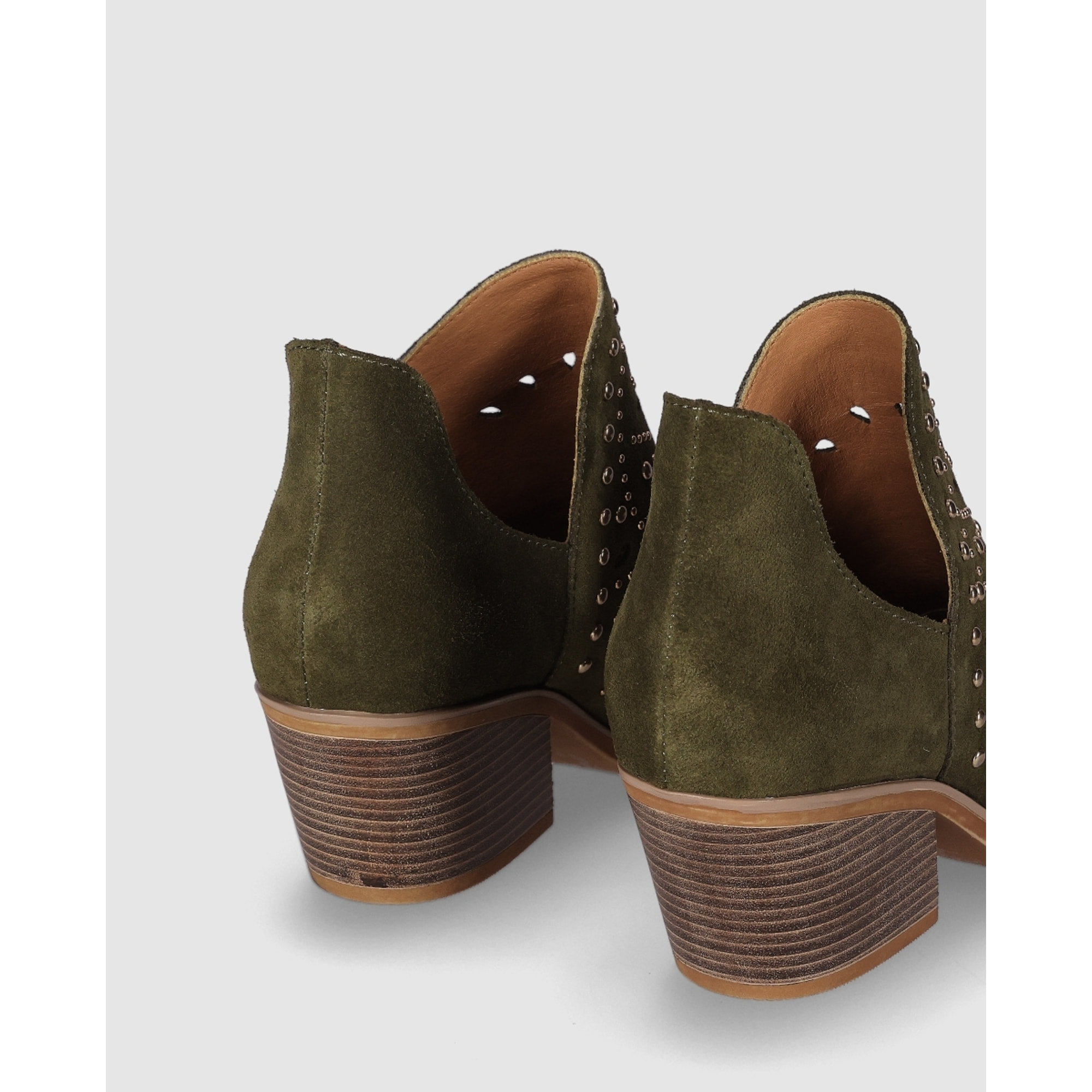 Botines de Serraje - Kaki - Tacón: 6 cm