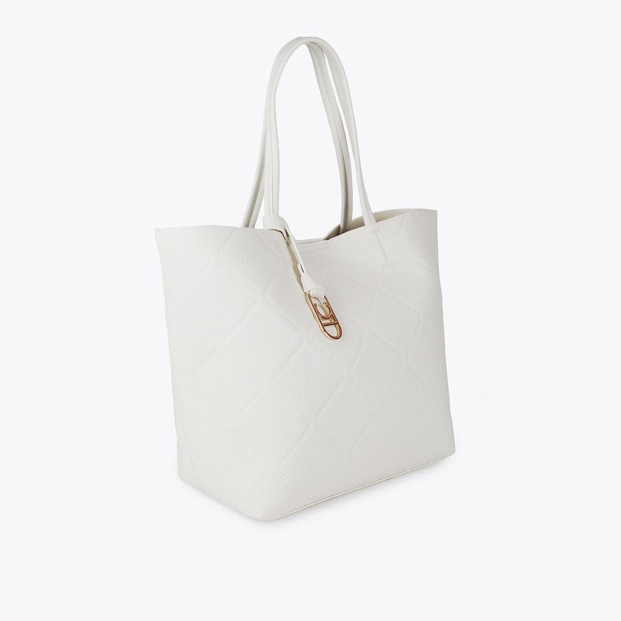 Shopper effetto pelle monogramma con logo ovale pendente