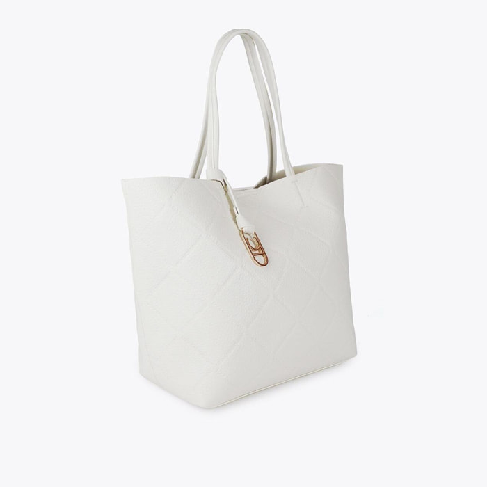 Shopper effetto pelle monogramma con logo ovale pendente