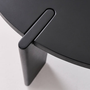 Table basse ronde en bois de manguier massif noir 80 cm - Reva