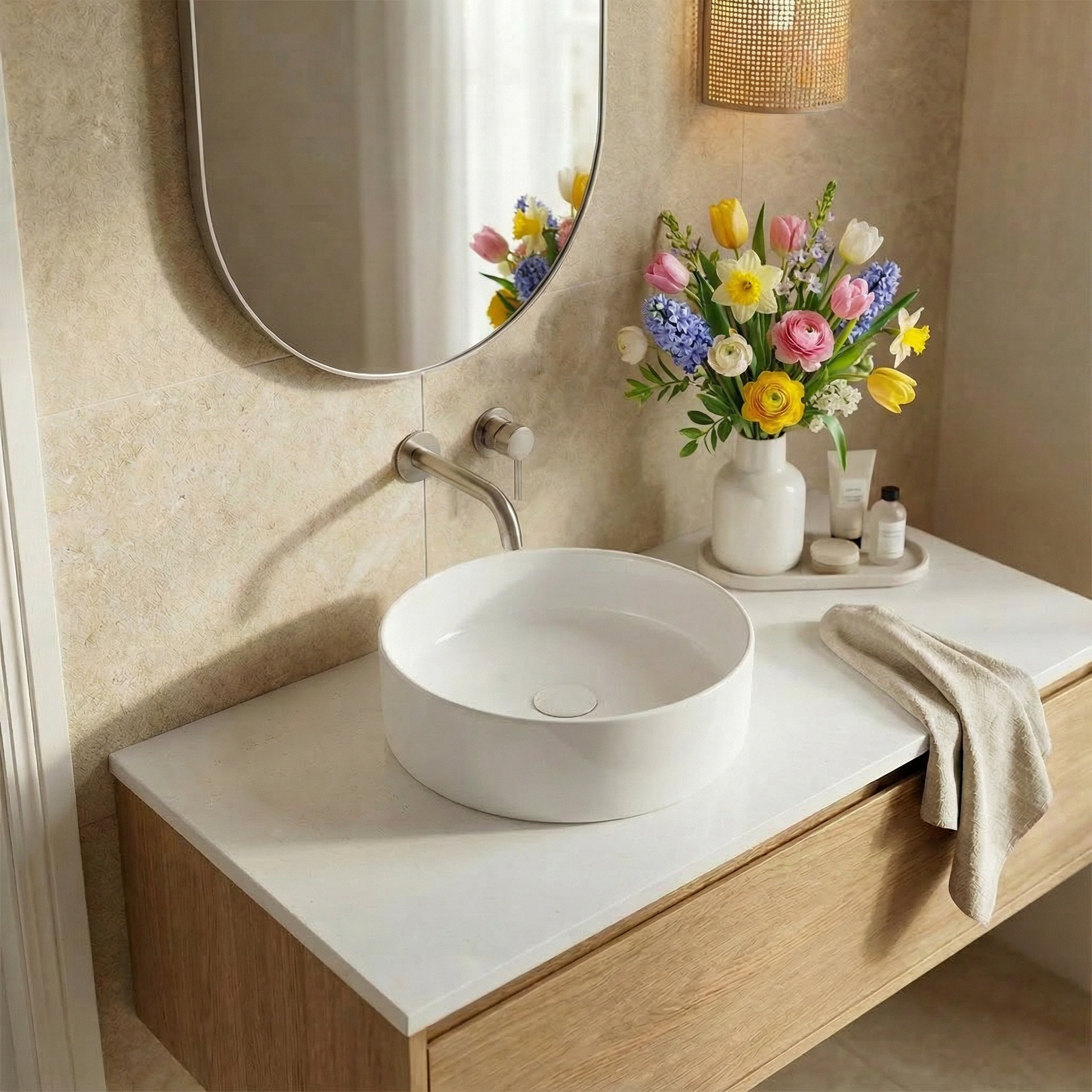 Vasque a poser ronde 36 cm hauteur 12,5 cm sans trop-plein blanc brillant Pixl (CEPX3636)