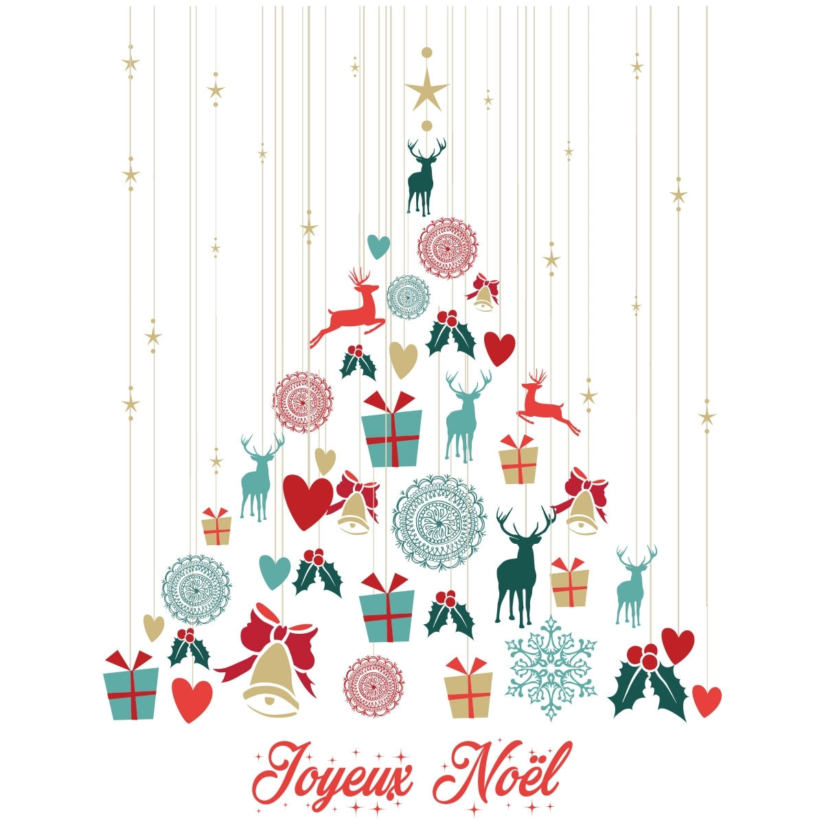 Sticker Noël sapin suspendu Joyeux Noël - Autocollants stickers adhésifs noël - décoration fêtes